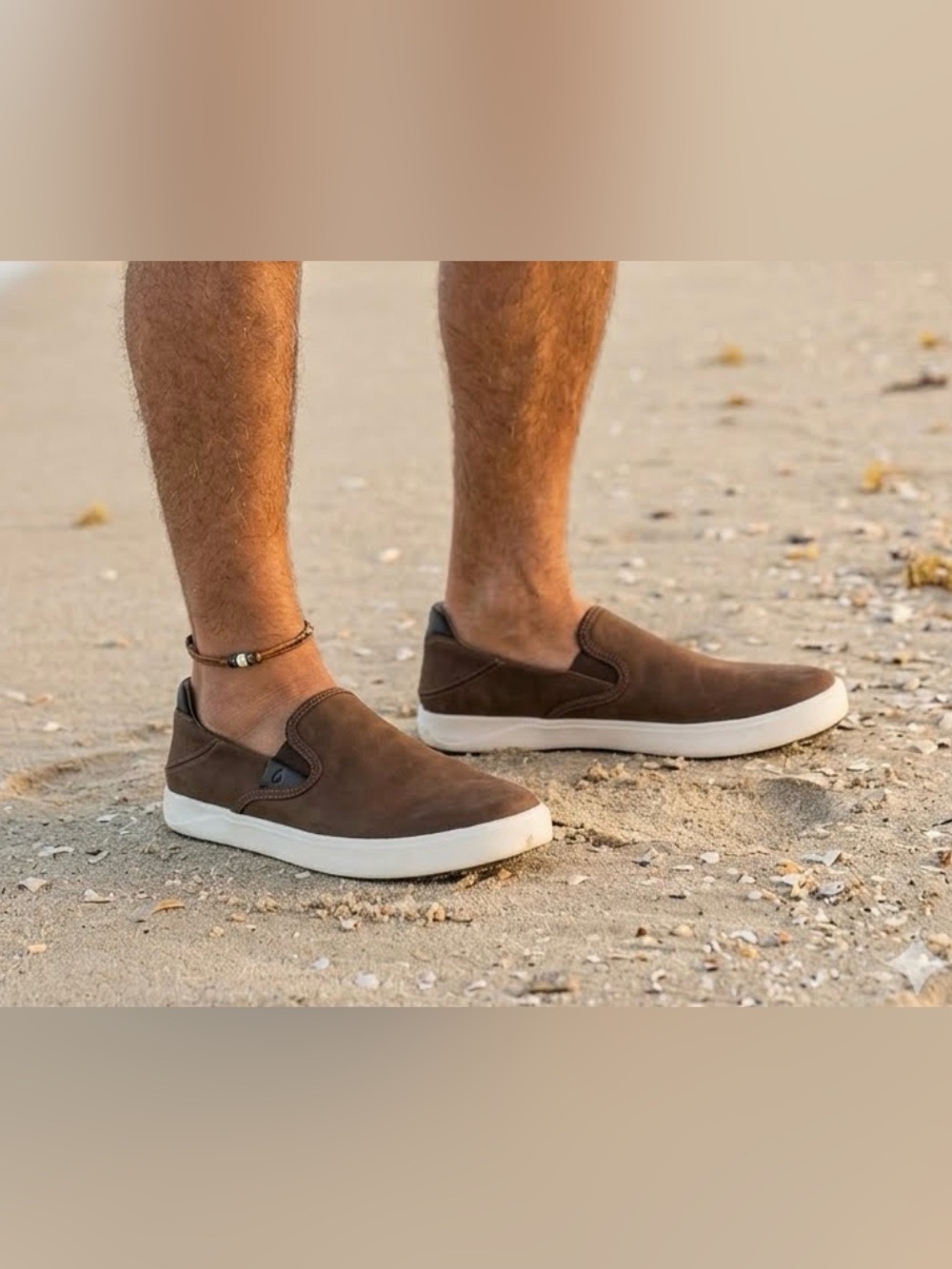 OluKai Law Ahi Canvas Drop Heel Men's Brown Slip-On Sneakers size 9 $120